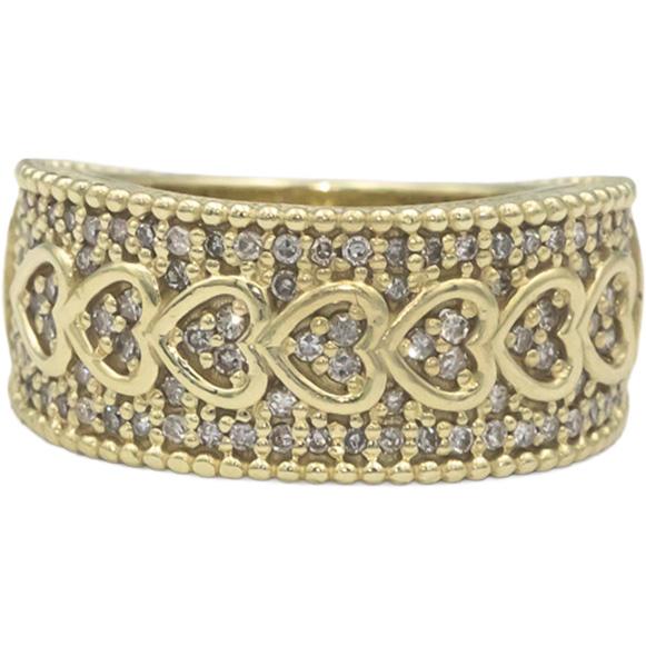 JUDITH RIPKA 14k Yellow Gold 0.50CT Round Cut Diamond Heart Bridal Ring Sz. 6.75
