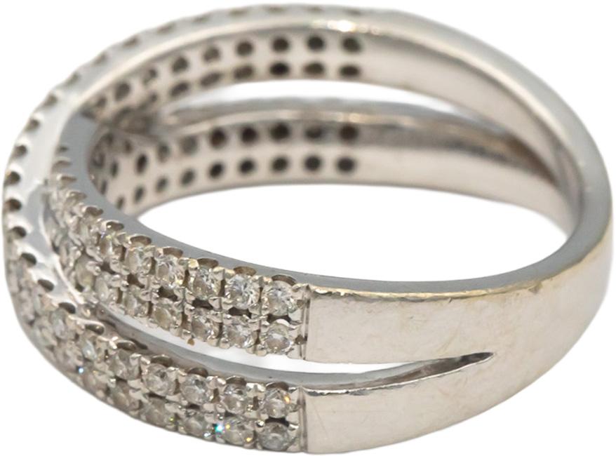 14k White Gold 1.0CT VS Round Cut Diamond Crossover Band Ring Size 7.25