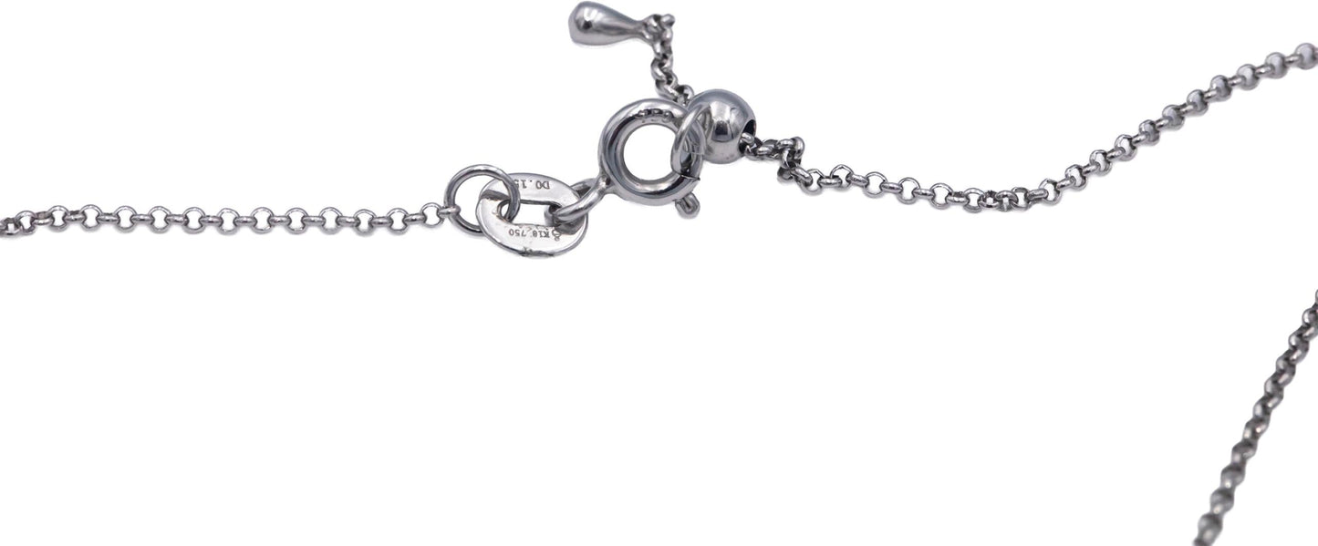 18k White Gold 0.15CT VS Diamond Dangle Charm Necklace w/ Adjustable Clasp