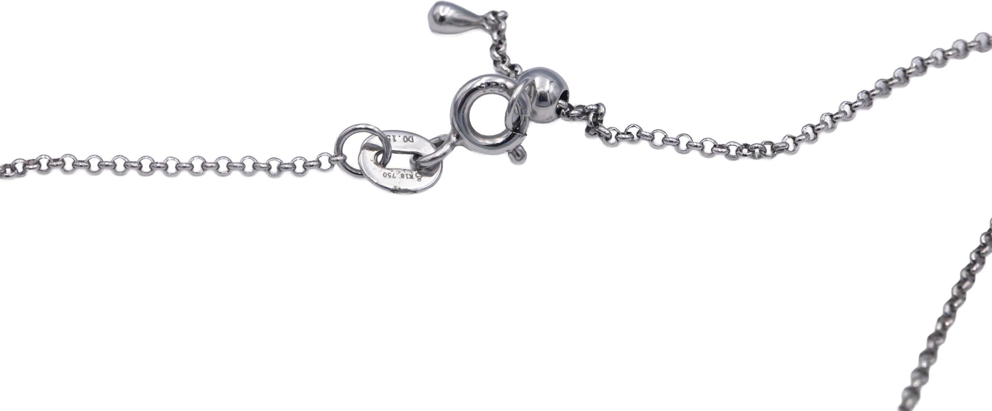 18k White Gold 0.15CT VS Diamond Dangle Charm Necklace w/ Adjustable Clasp