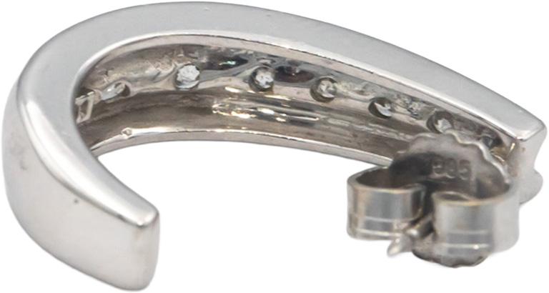 14k White Gold 0.35CT Round Cut Channel Set Curved Stud Earrings