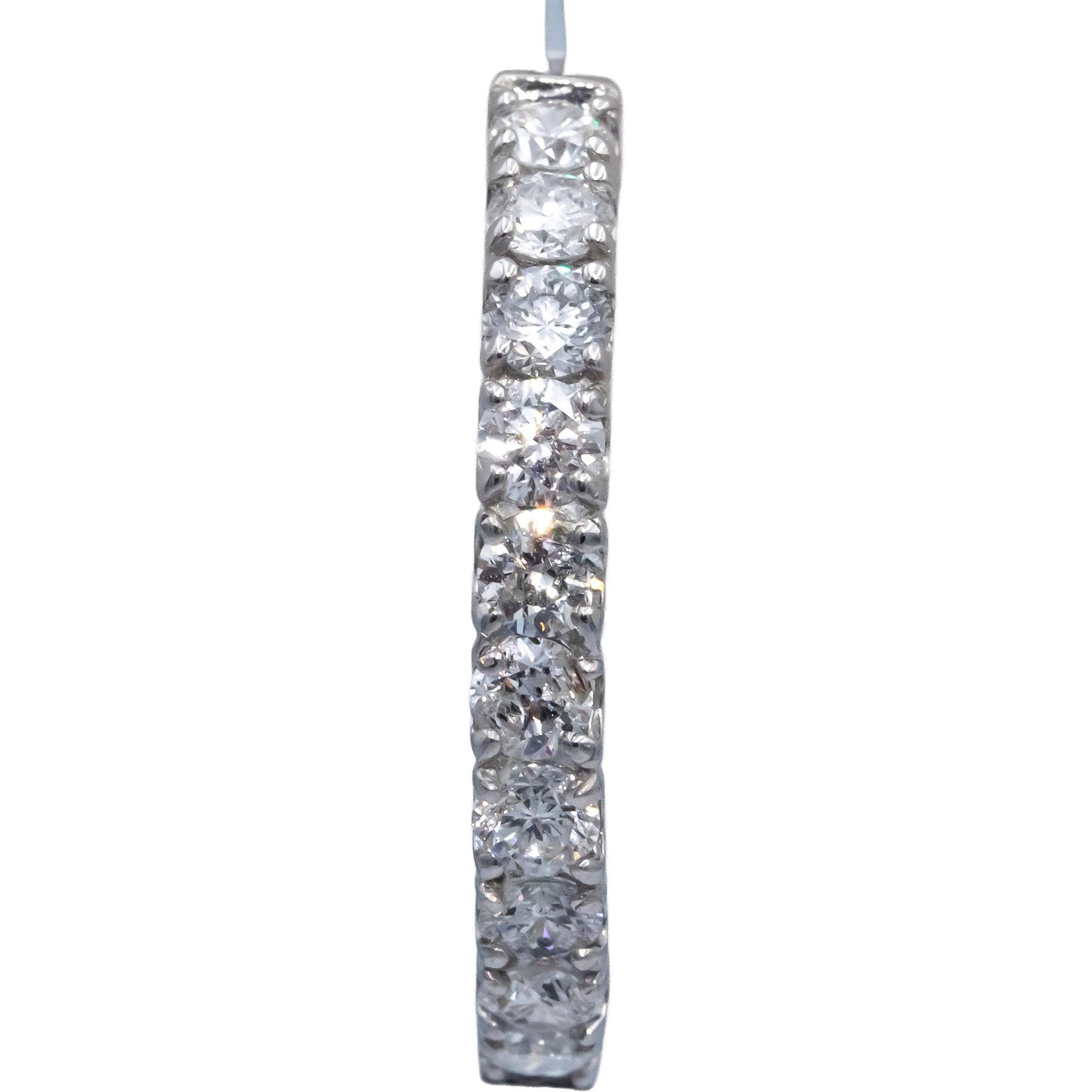 14k White Gold Lab Grown Round Diamond Inside Out Hoop Earrings 3.0CT