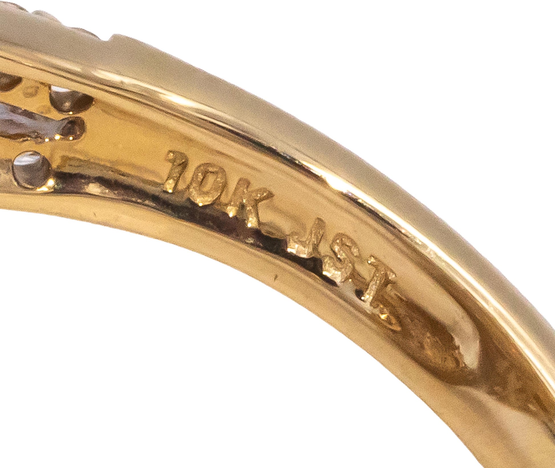 10k Yellow Gold Round & Baguette Cut Cluster Cocktail Ring 2.0CT Size 7