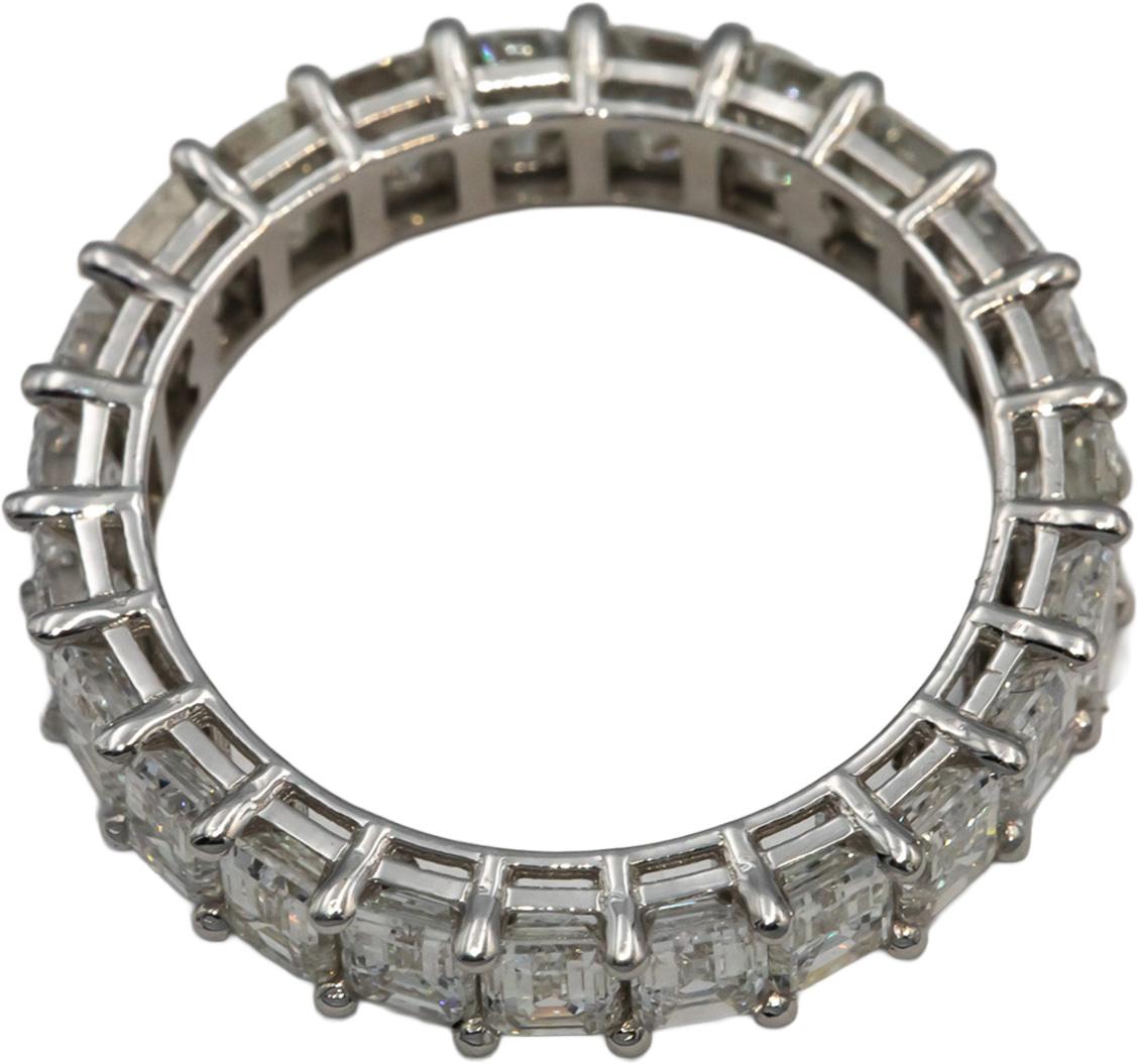 18k White Gold VS Emerald Cut Diamond Eternity Band Ring 3.67CT Size 6.25