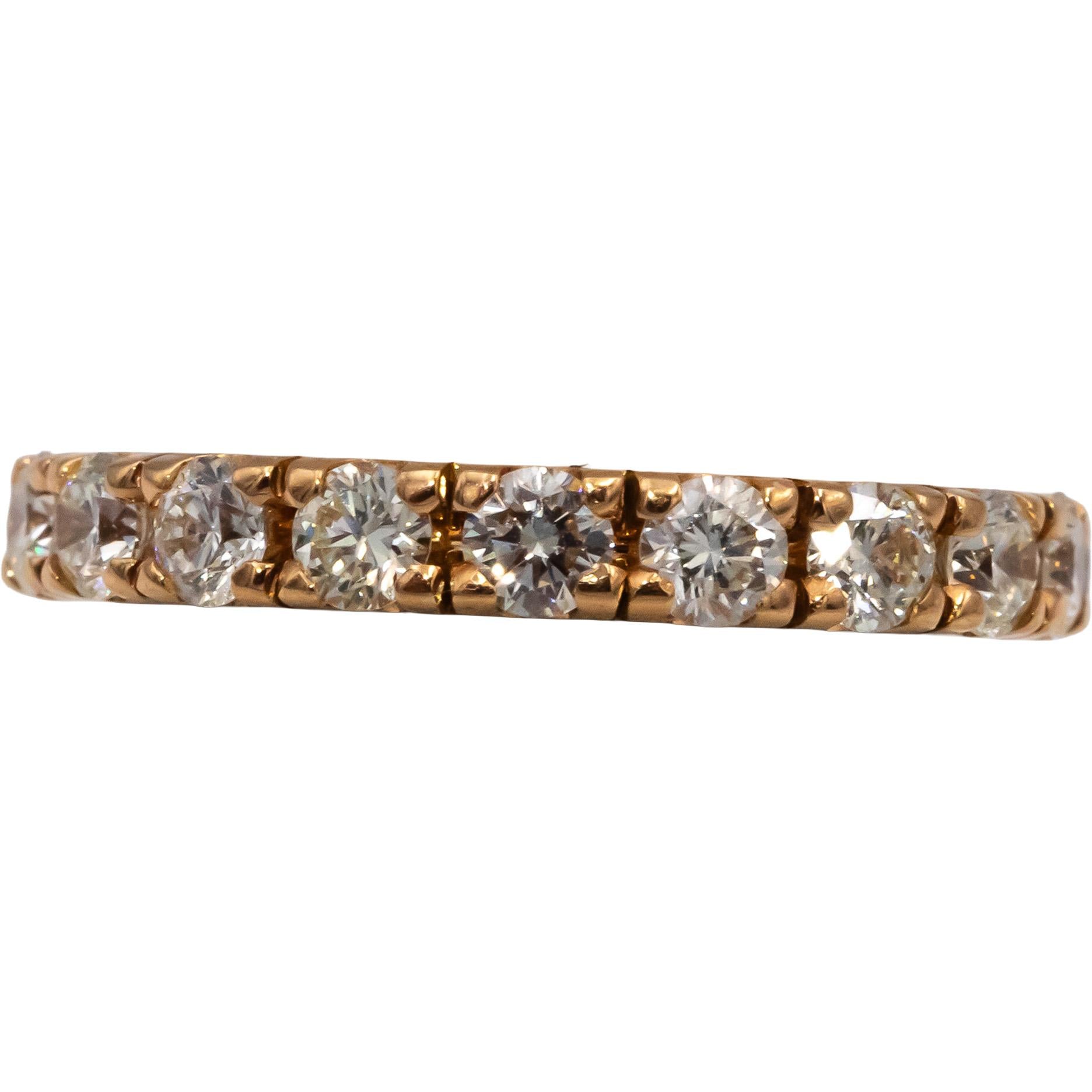 18k Rose Gold VS Round Diamond Half Eternity Band Ring 1.05CT Size 6.25