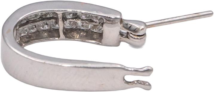14k White Gold Princess Cut Invisible Set Huggie Hoop Earrings 0.50CT