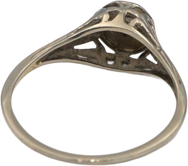 Vintage Antique 18k White Gold Old European Cut Diamond Filigree Ring 0.15CT