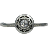 Vintage Antique 18k White Gold Round Diamond Solitaire Ring 0.16CT Size 7.25