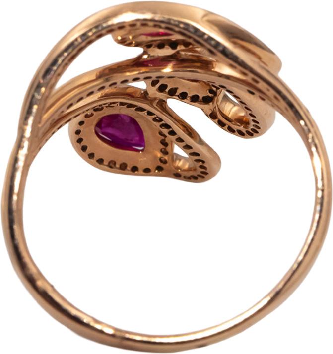14k Rose Gold Pear Ruby & Round Diamond Cocktail Ring 1.0CT Size 8