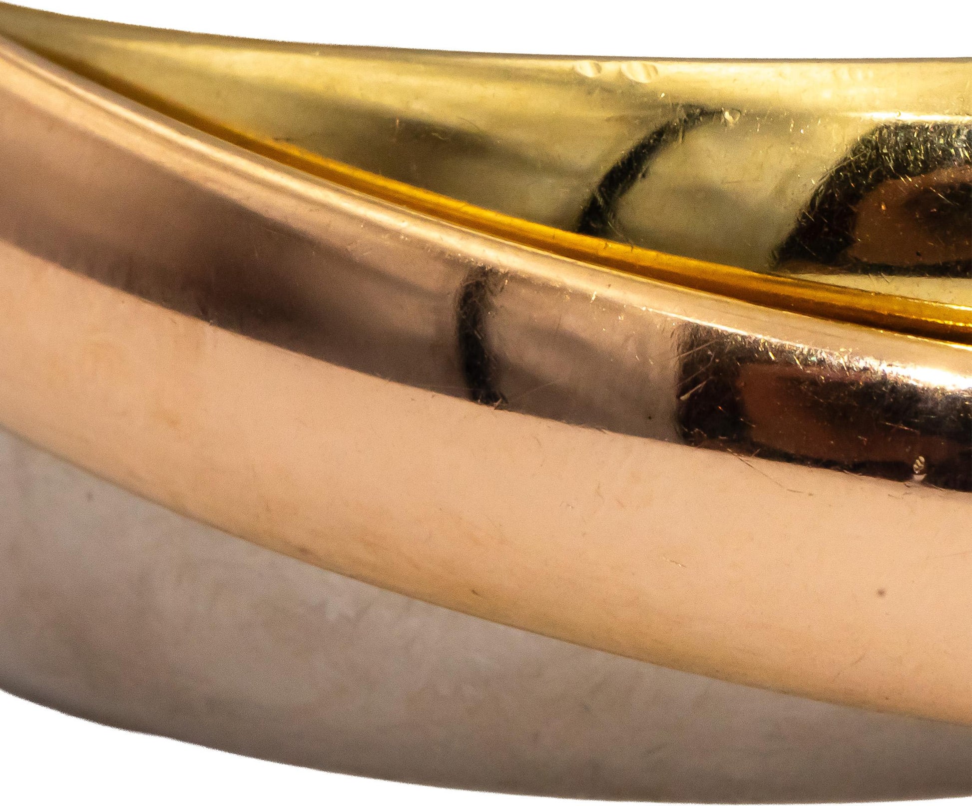 CARTIER 18k White Rose Yellow Gold Trinity 8.9mm Wide Rolling Bangle Bracelet