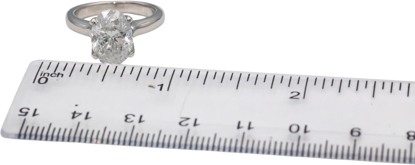 Platinum Oval Cut Diamond Solitaire Engagement Wedding Ring 3.15CT Size 5.5