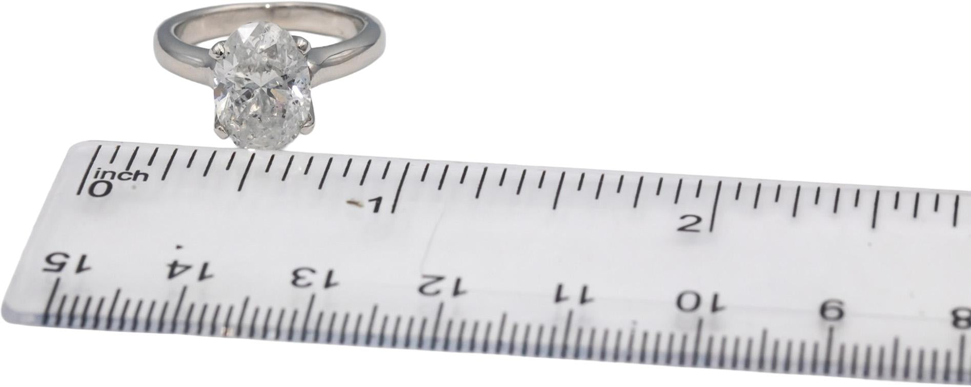 Platinum Oval Cut Diamond Solitaire Engagement Wedding Ring 3.15CT Size 5.5