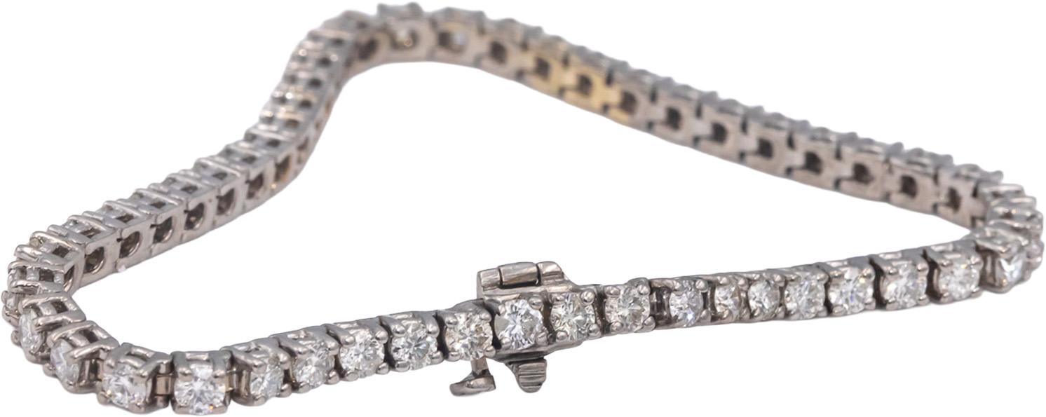 18k White Gold Round Diamond Tennis Bracelet 5.0CTW