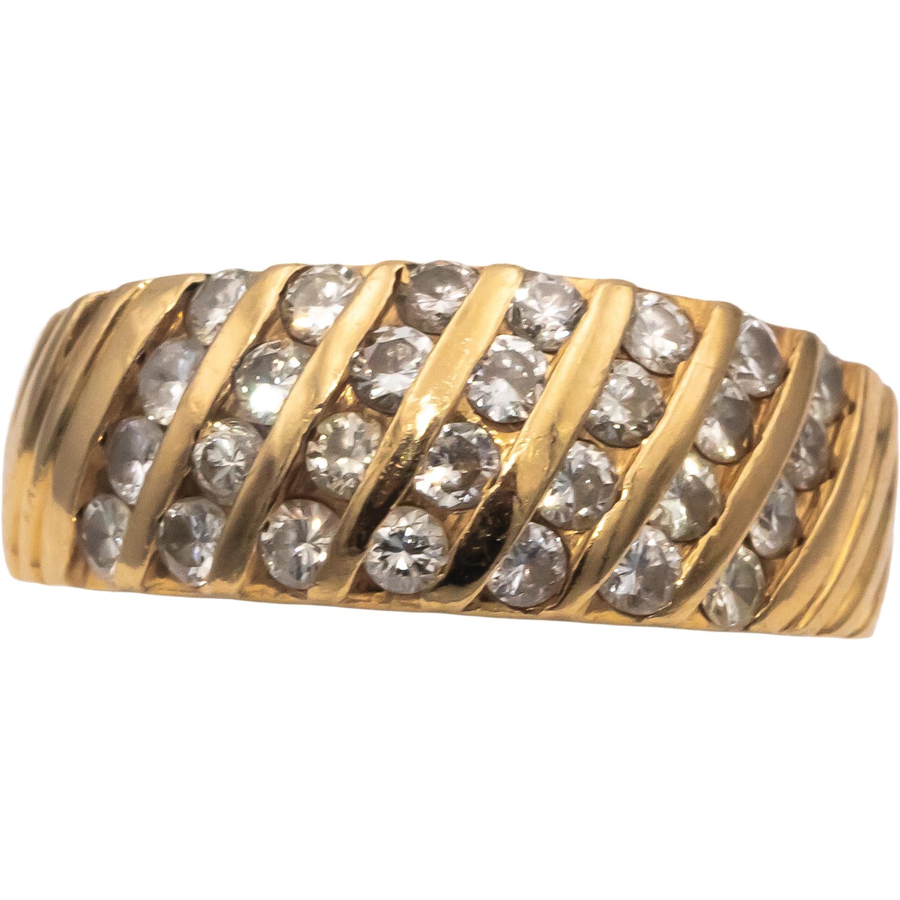 14k Yellow Gold Round Channel Set Diamond Band Ring 0.75CT Size 6