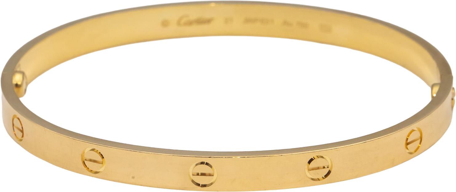 CARTIER 18k Gold Love Collection Screw Motif 6.0mm Bangle Bracelet Size 21 $7950