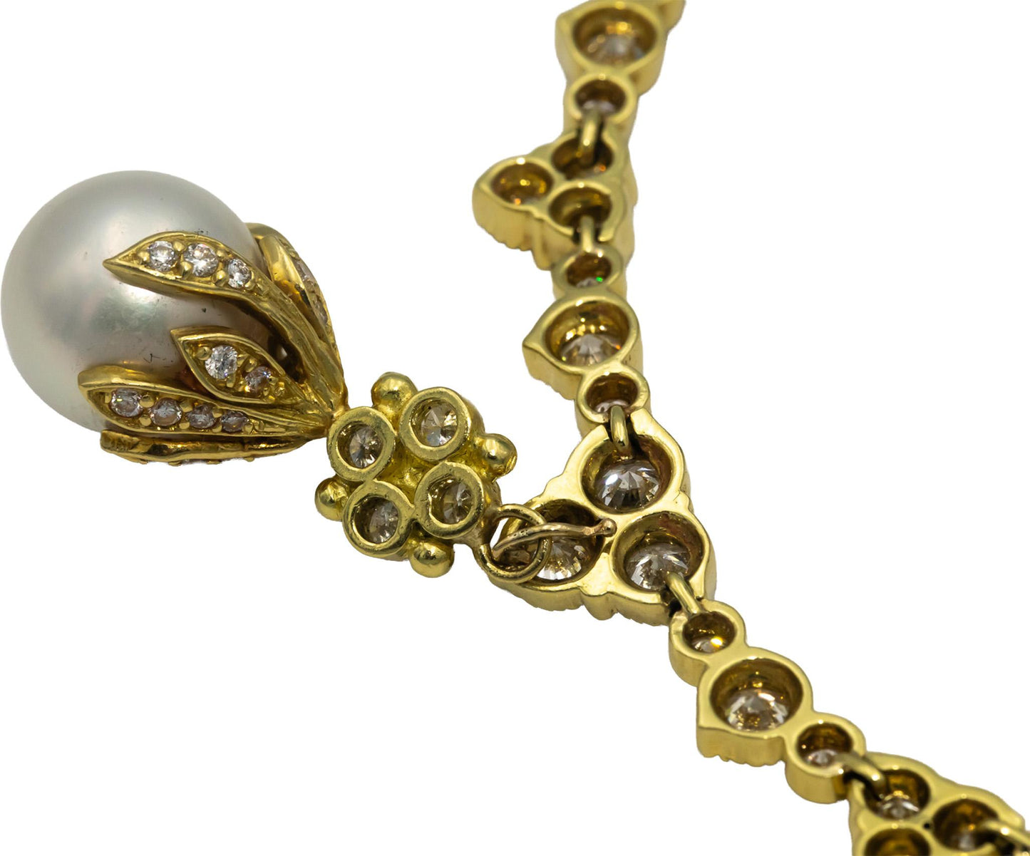 STAMBOLIAN VS Round Diamond & 14.5mm South Sea Pearl Formal Necklace 7.29CTW