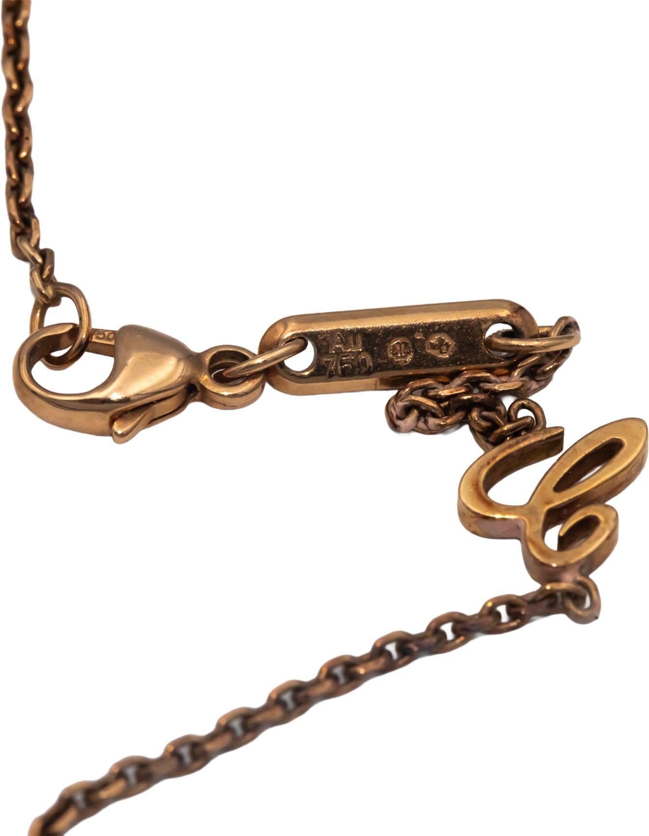 CHOPARD 18k Rose Gold Happy Diamonds Icons Pendant Necklace 0.03CT w/ Box