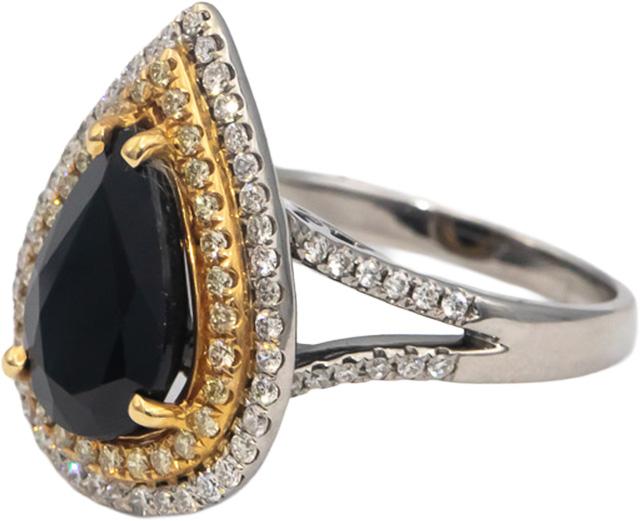 14k White & Yellow Gold Diamond and Sapphire Double Halo Ring 4.85CT Size 6.75