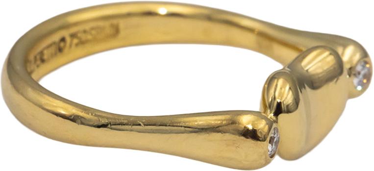 TIFFANY & CO. 18k Yellow Gold Diamond Elsa Peretti Bean Design Ring .04CT Size 4