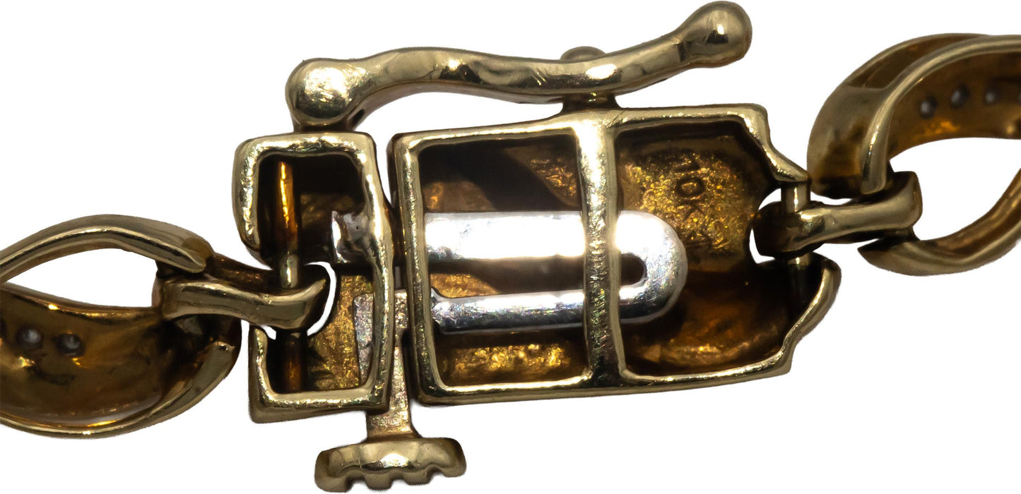 10k Yellow Gold Round Diamond Fancy Link Bracelet 0.50CTW