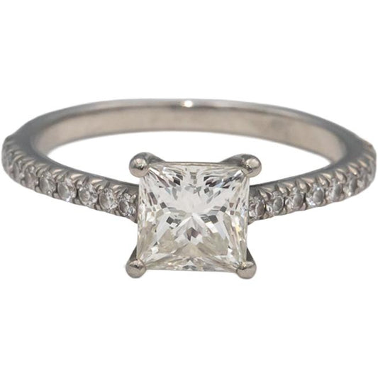 TIFFANY & CO. Platinum Diamond Engagement Ring 1.24CT w/ 1.08CT Center Size 6