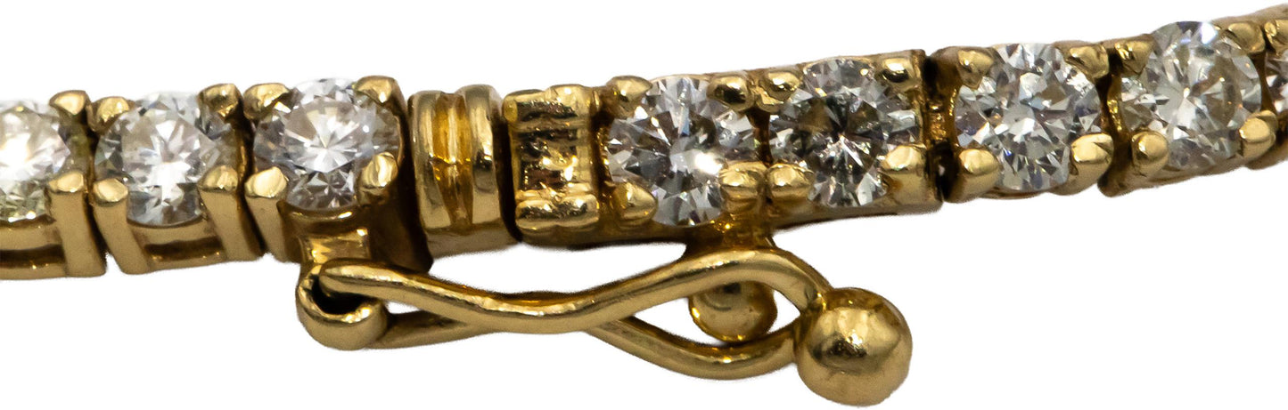 14k Yellow Gold Round Diamond Tennis Necklace 9.23CT