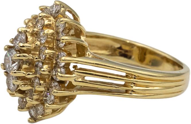 14k Yellow Gold VS Round Diamond Cluster Cocktail Ring 0.75CT Size 5.25