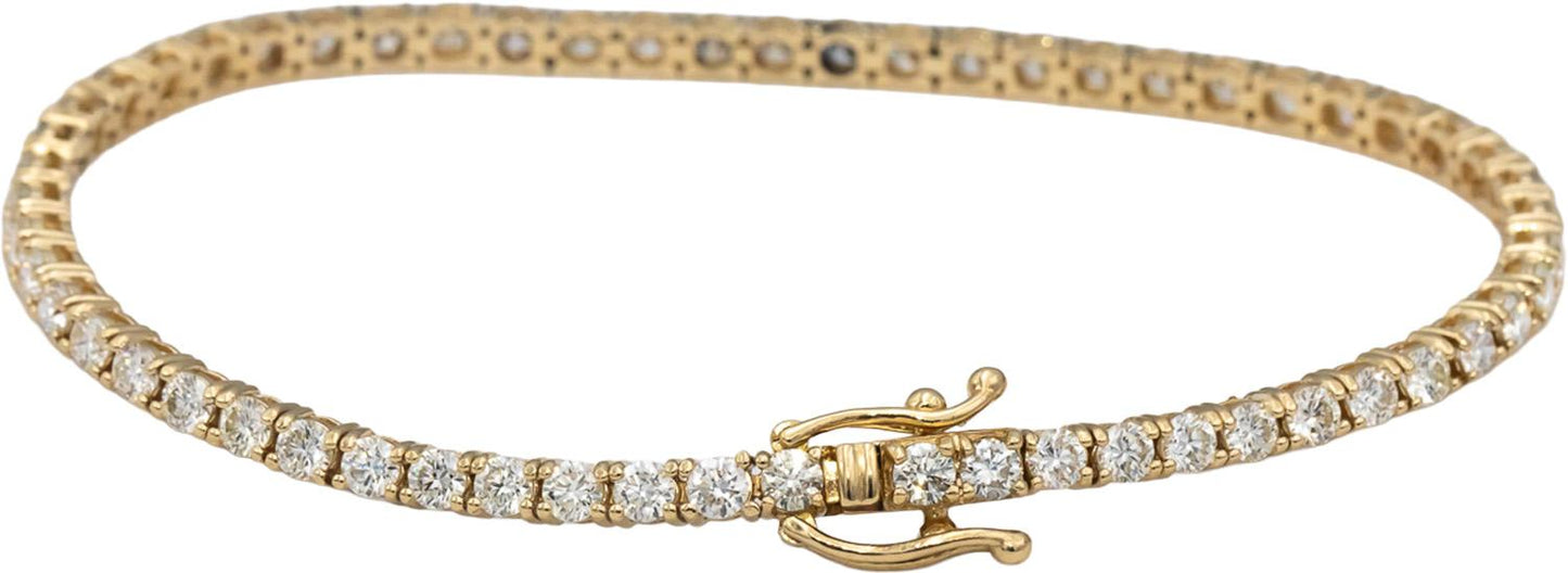 14k Yellow Gold VS Round Diamond Tennis Bracelet 4.65CT