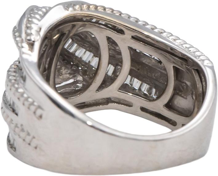 14k White Gold Baguette Cut Channel Set Diamond Crossover Ring 0.50CT Size 6