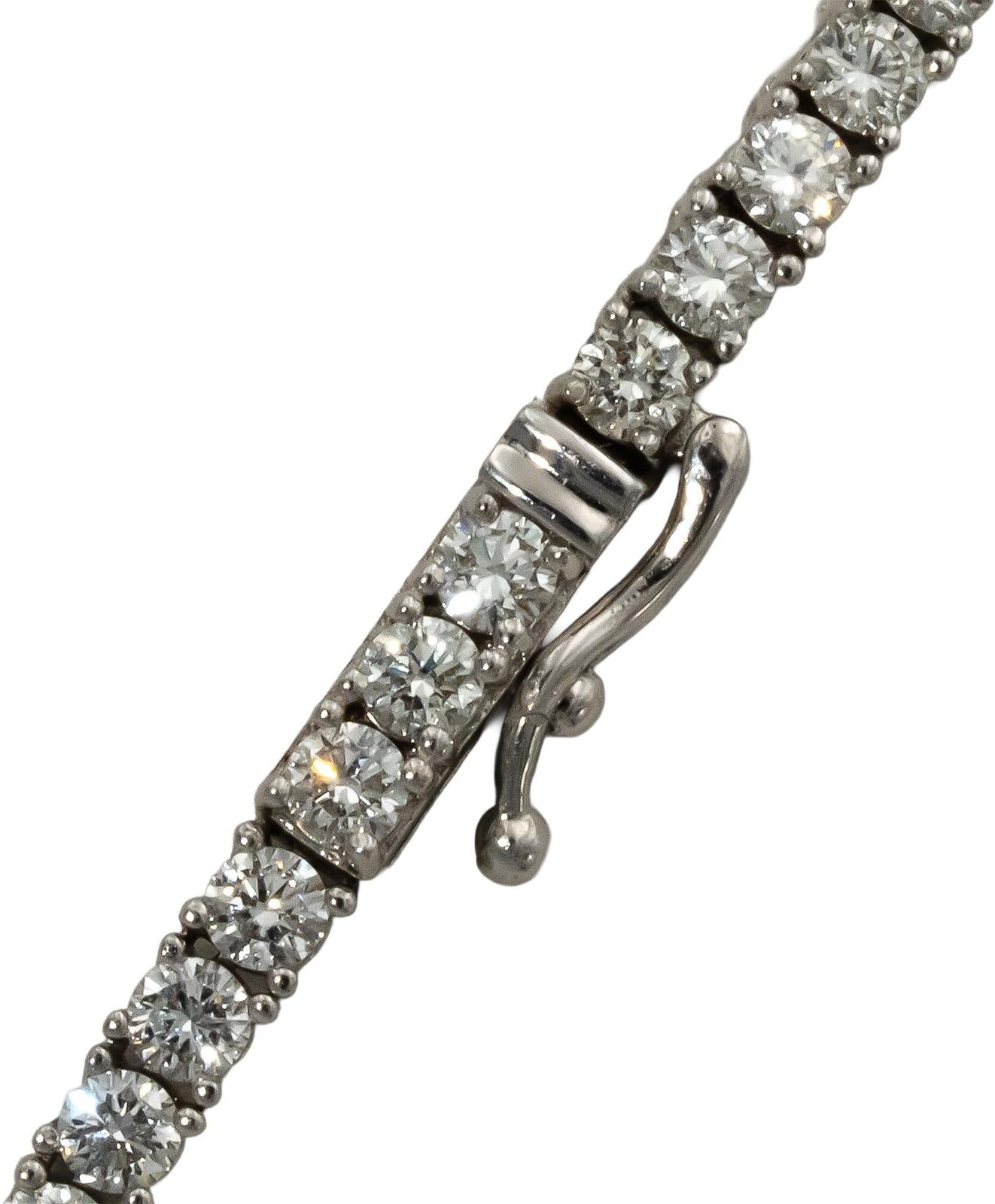 18k White Gold Round Diamond Tennis Necklace 10.30CT