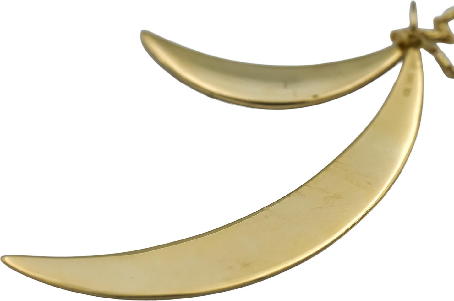 18k & 14k Yellow Gold Round Diamond Crescent Moons Pendant Necklace 0.25CT