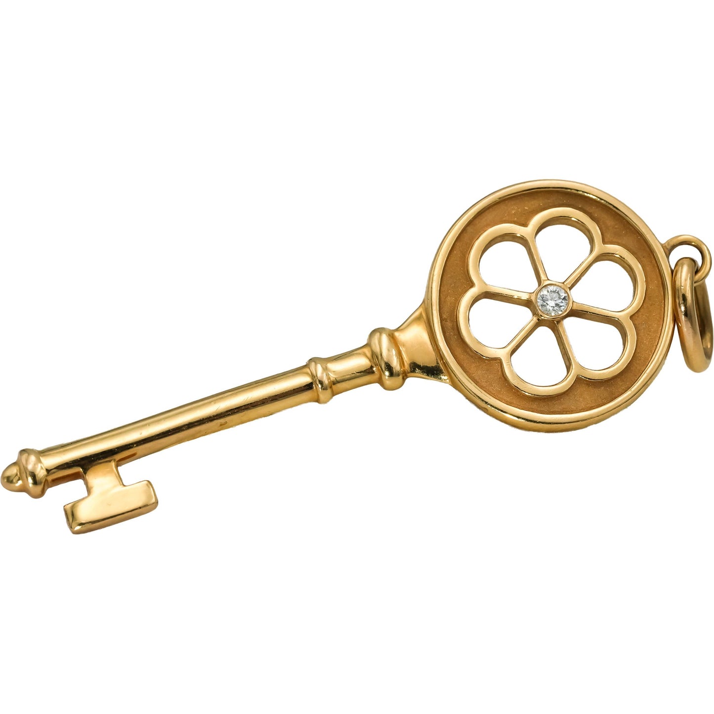 TIFFANY & CO. 18k Yellow Gold VS Diamond Tiffany Key Pendant 0.03CT