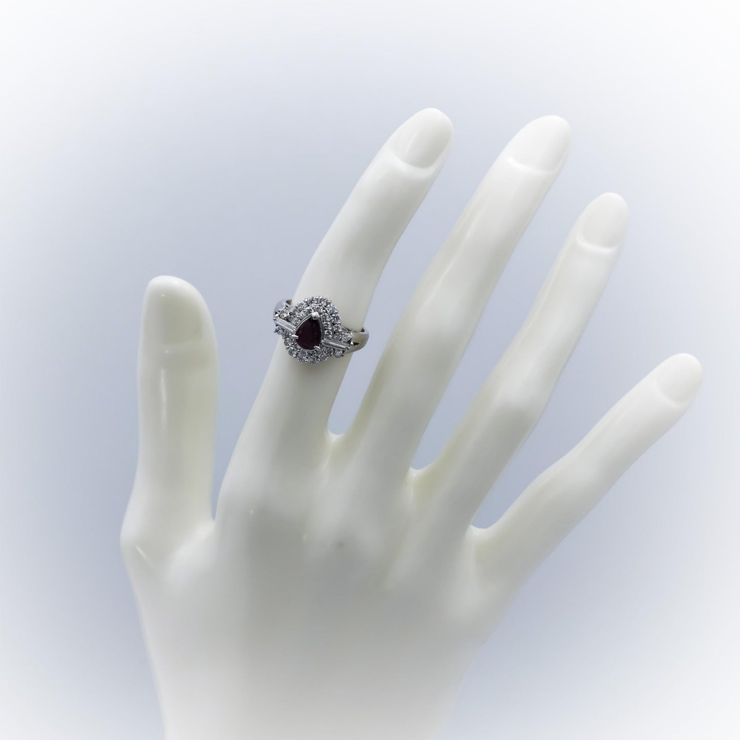 Platinum Diamond and Ruby Cluster Cocktail Ring 0.91CT Size 5.5