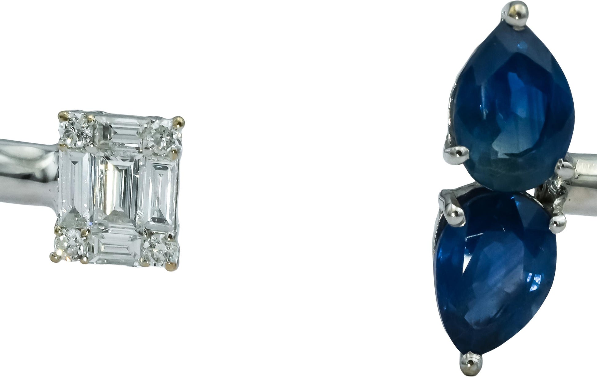 18k White Gold VS Diamond & Blue Sapphire Cuff Bracelet 1.83CTW