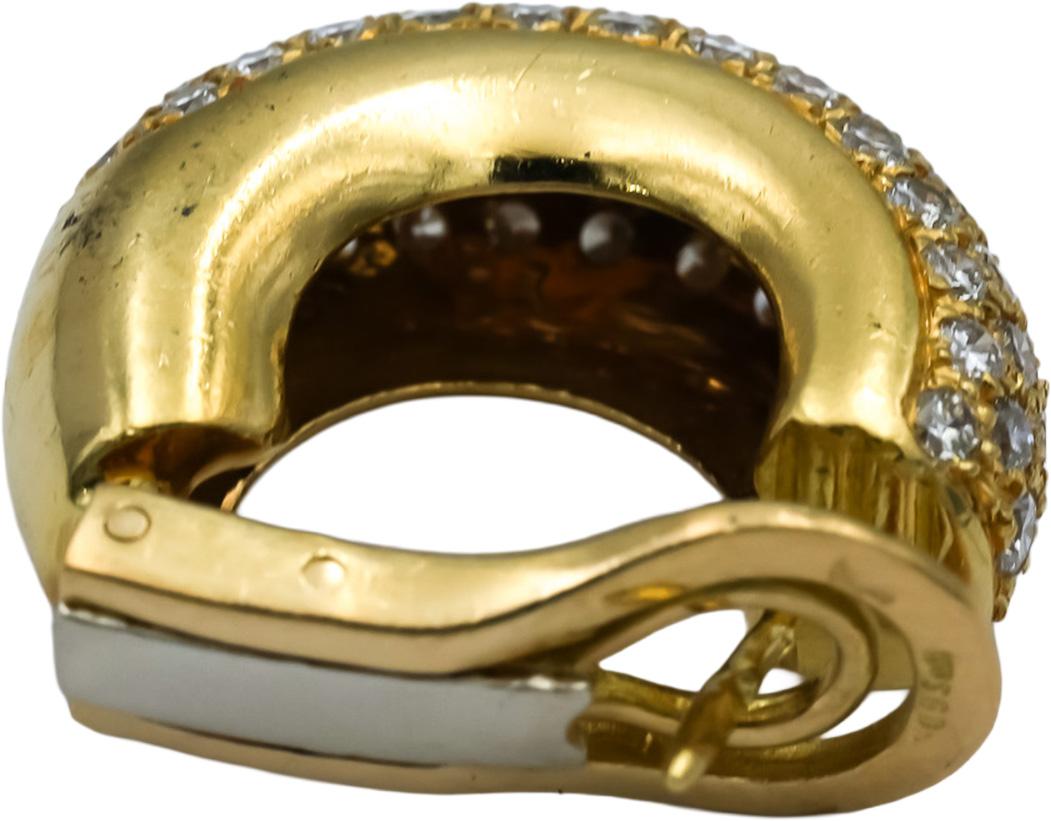 18k Yellow Gold VS Round Diamond Half Hoop Curved Cluster Earrings 2.50CT