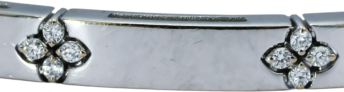 ROBERTO COIN 18k White Gold Diamond Love in Verona Bangle Bracelet 0.15CT