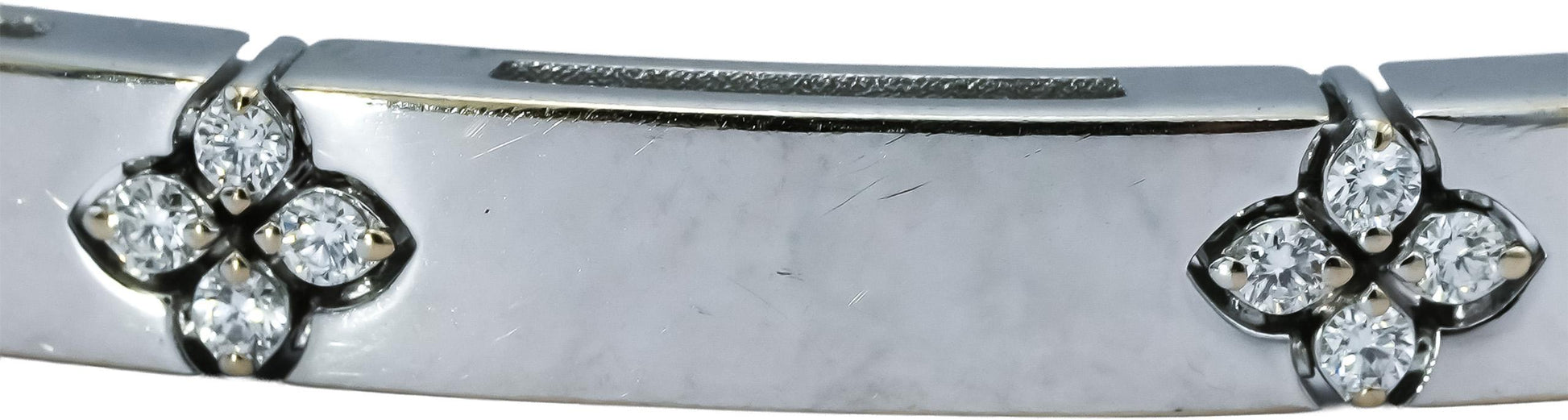 ROBERTO COIN 18k White Gold Diamond Love in Verona Bangle Bracelet 0.15CT
