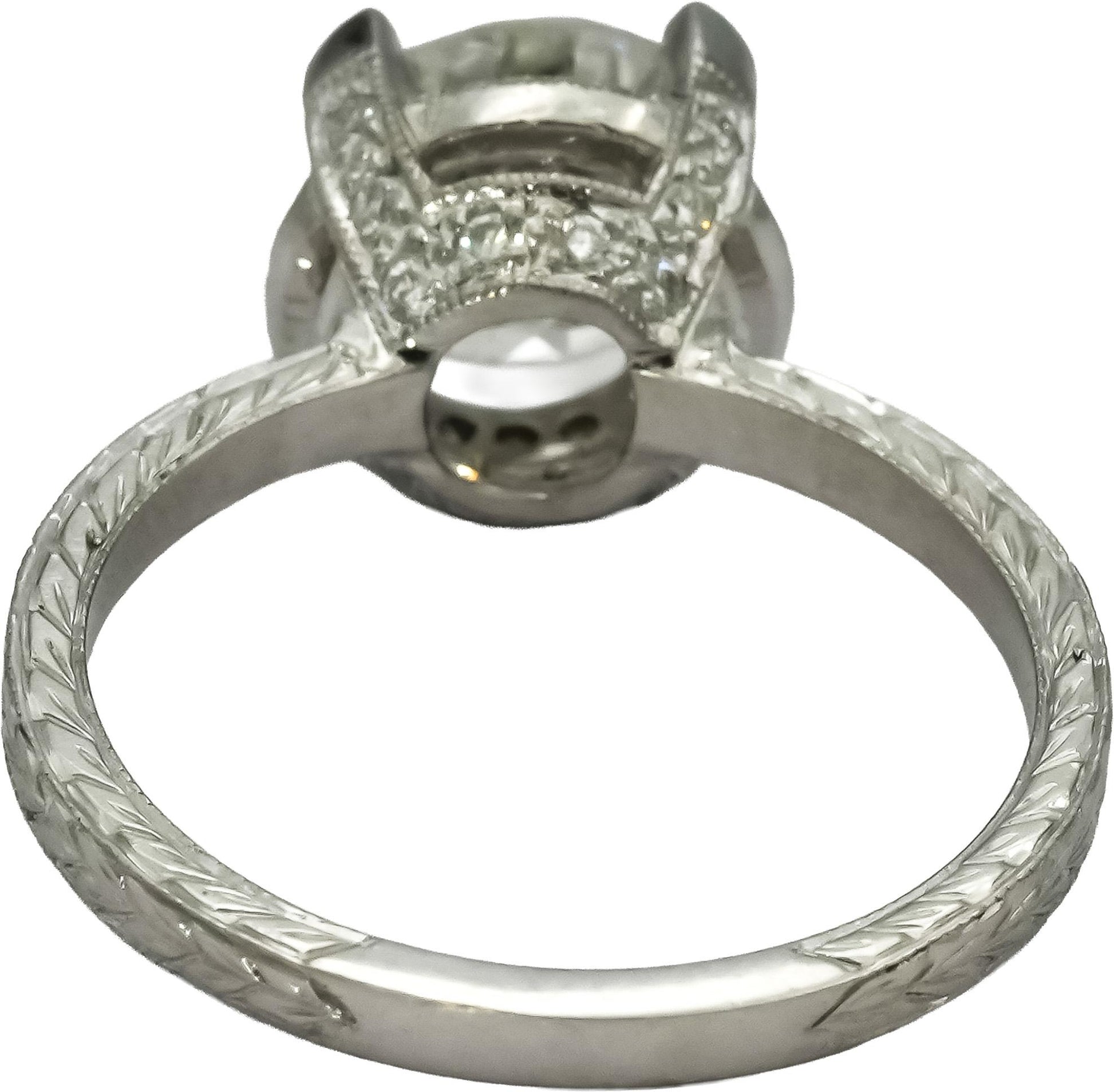 Platinum Round Diamond Engagement Ring 2.11CT w/ 1.86CT Center Size 6