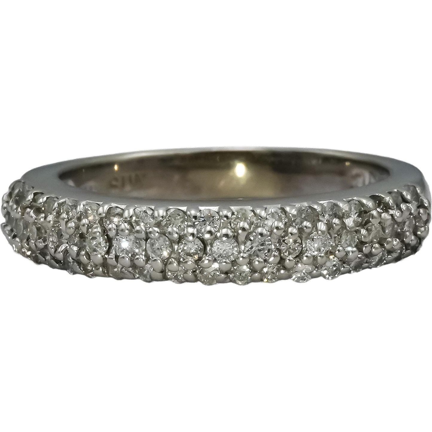 14k White Gold Round Diamond Pave Band Ring 0.50CT Size 6.75