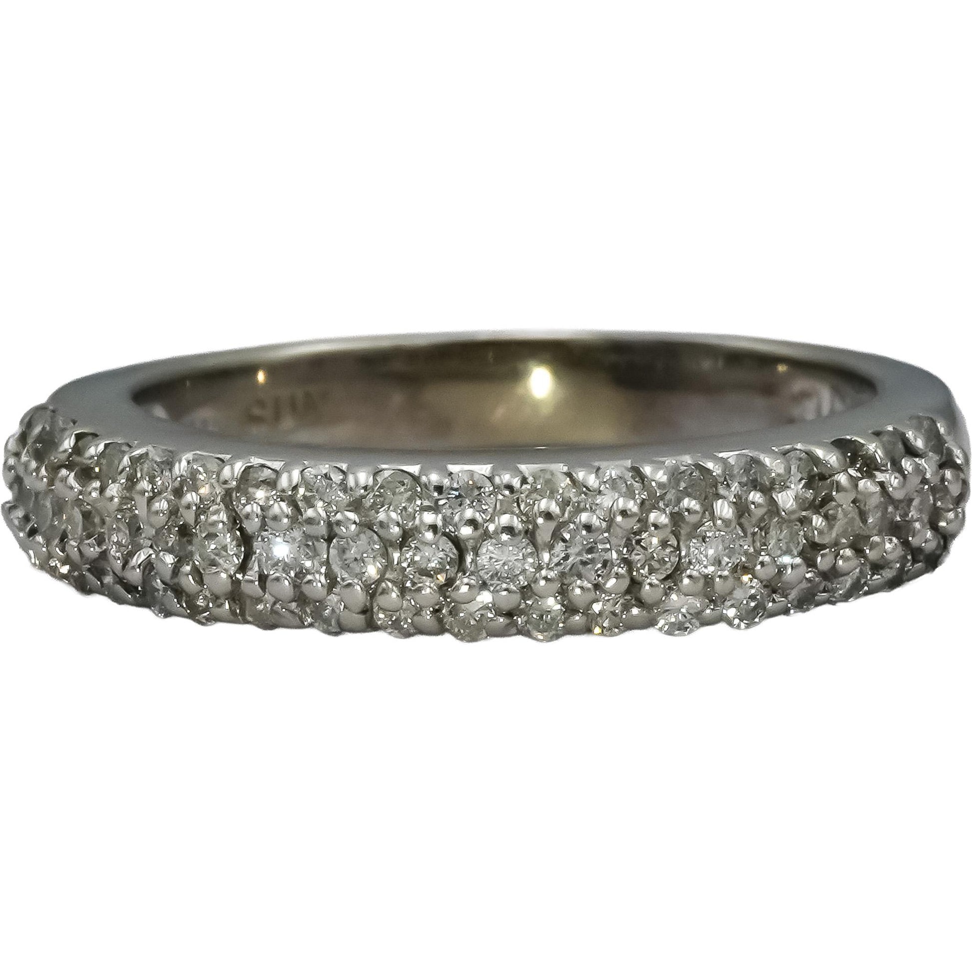 14k White Gold Round Diamond Pave Band Ring 0.50CT Size 6.75