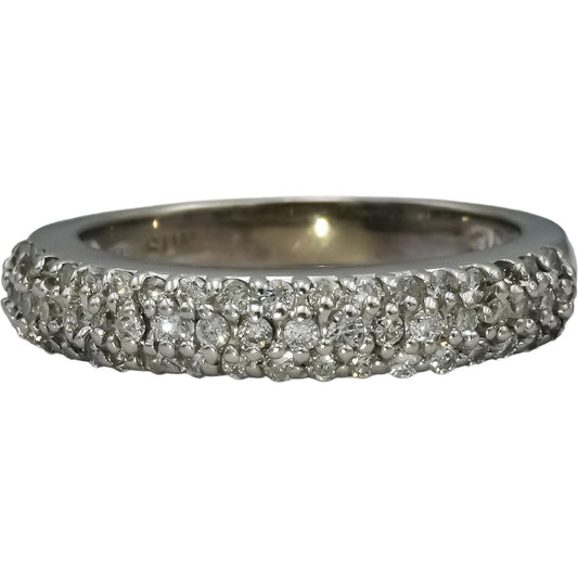 14k White Gold Round Diamond Pave Band Ring 0.50CT Size 6.75