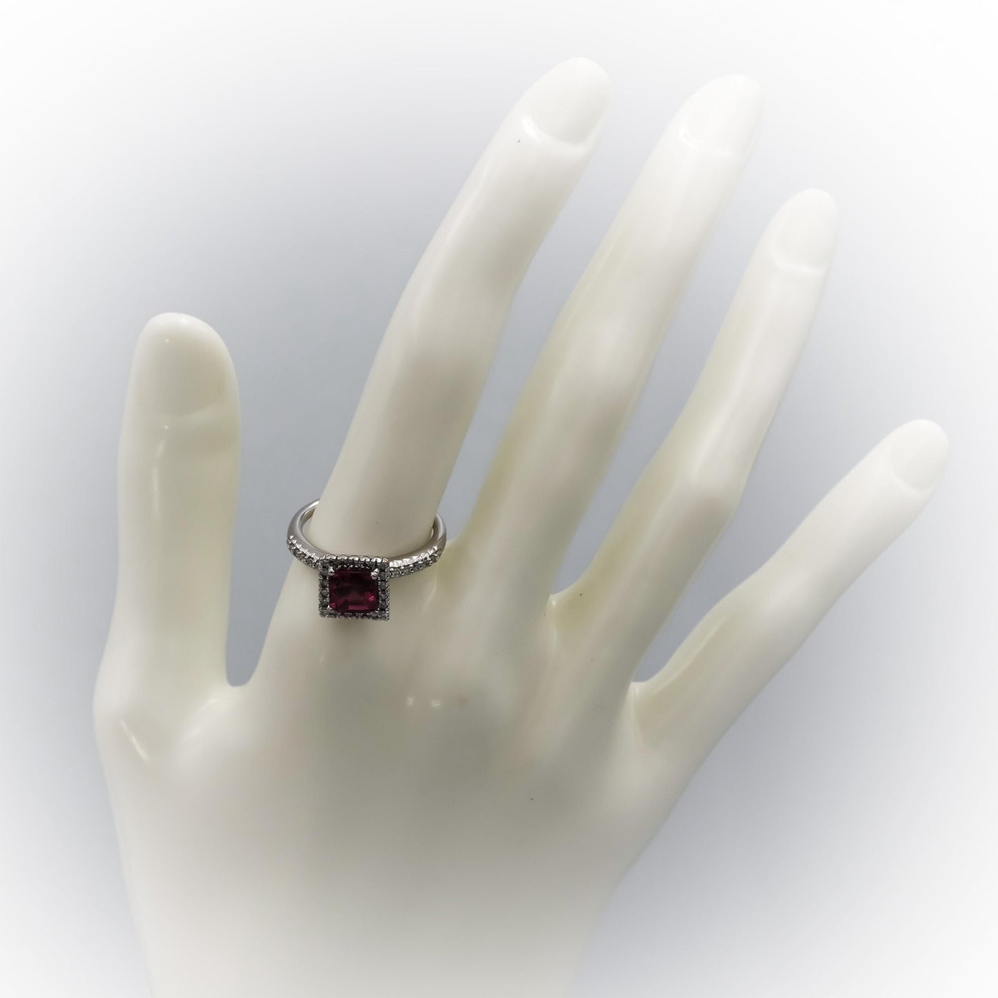 14k White Gold Round Diamond Cushion Tourmaline Cocktail Ring 2.02CT Size 7.25