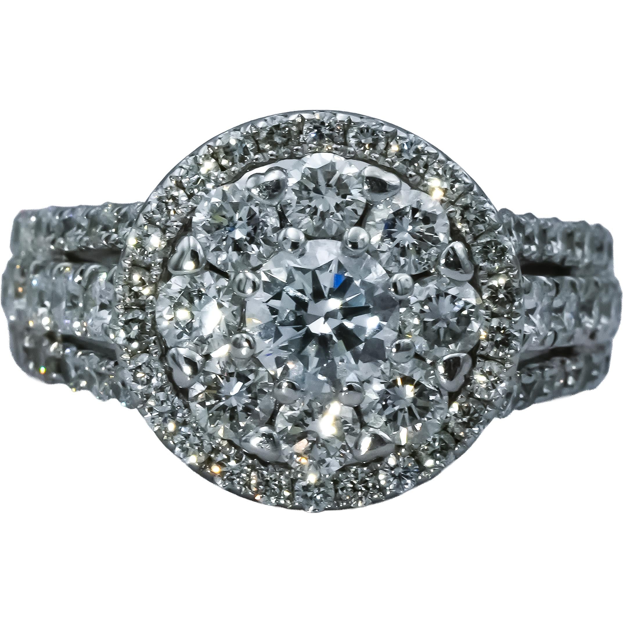 10k White Gold VS Round Lab-Grown Diamond Cluster Ring 3.0CT Size 7