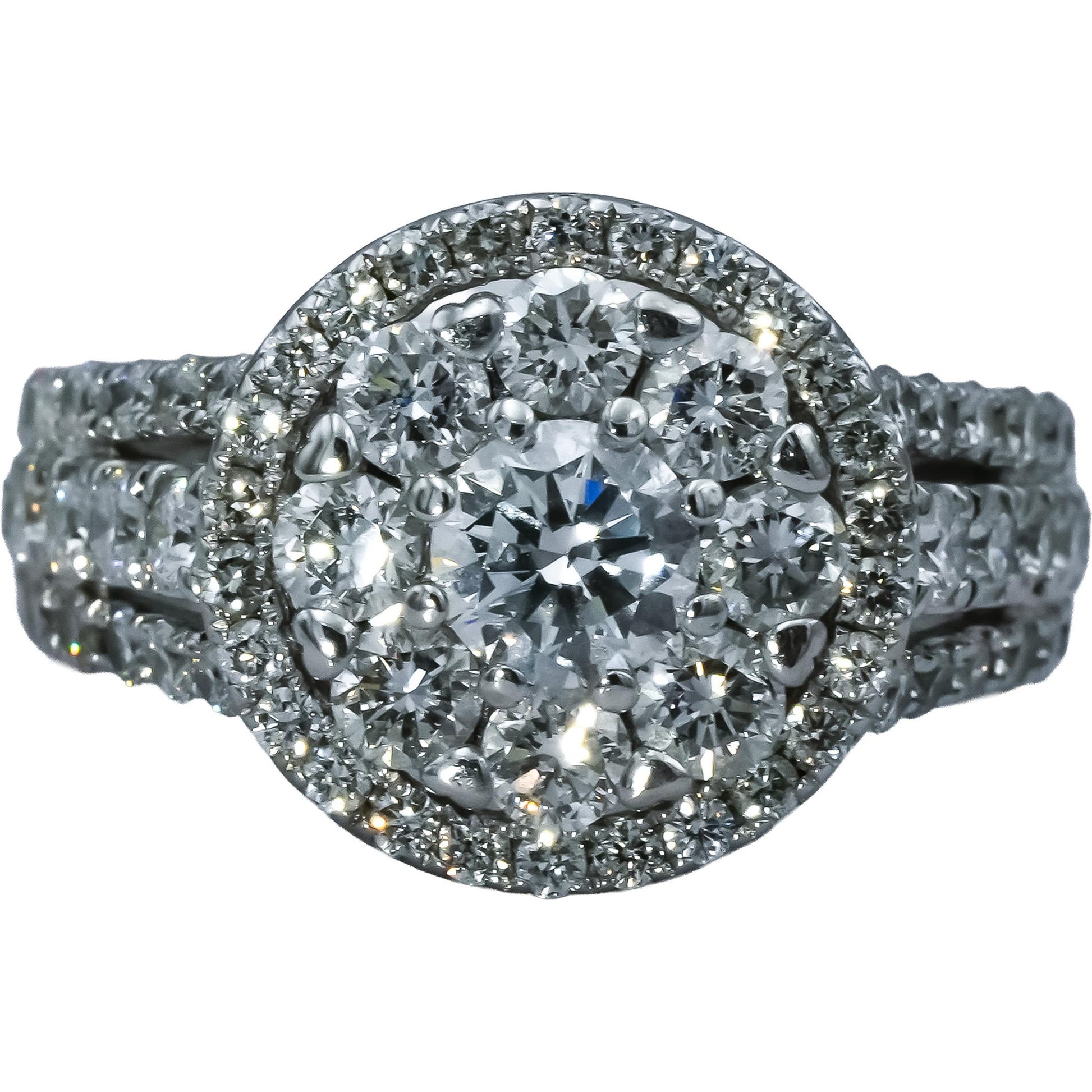 10k White Gold VS Round Lab-Grown Diamond Cluster Ring 3.0CT Size 7
