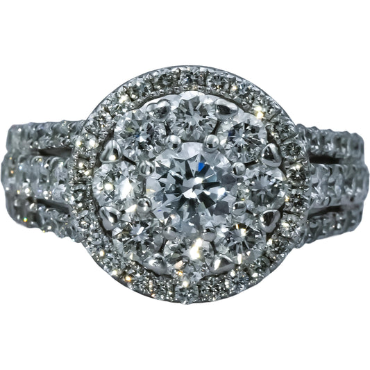 10k White Gold VS Round Lab-Grown Diamond Cluster Ring 3.0CT Size 7