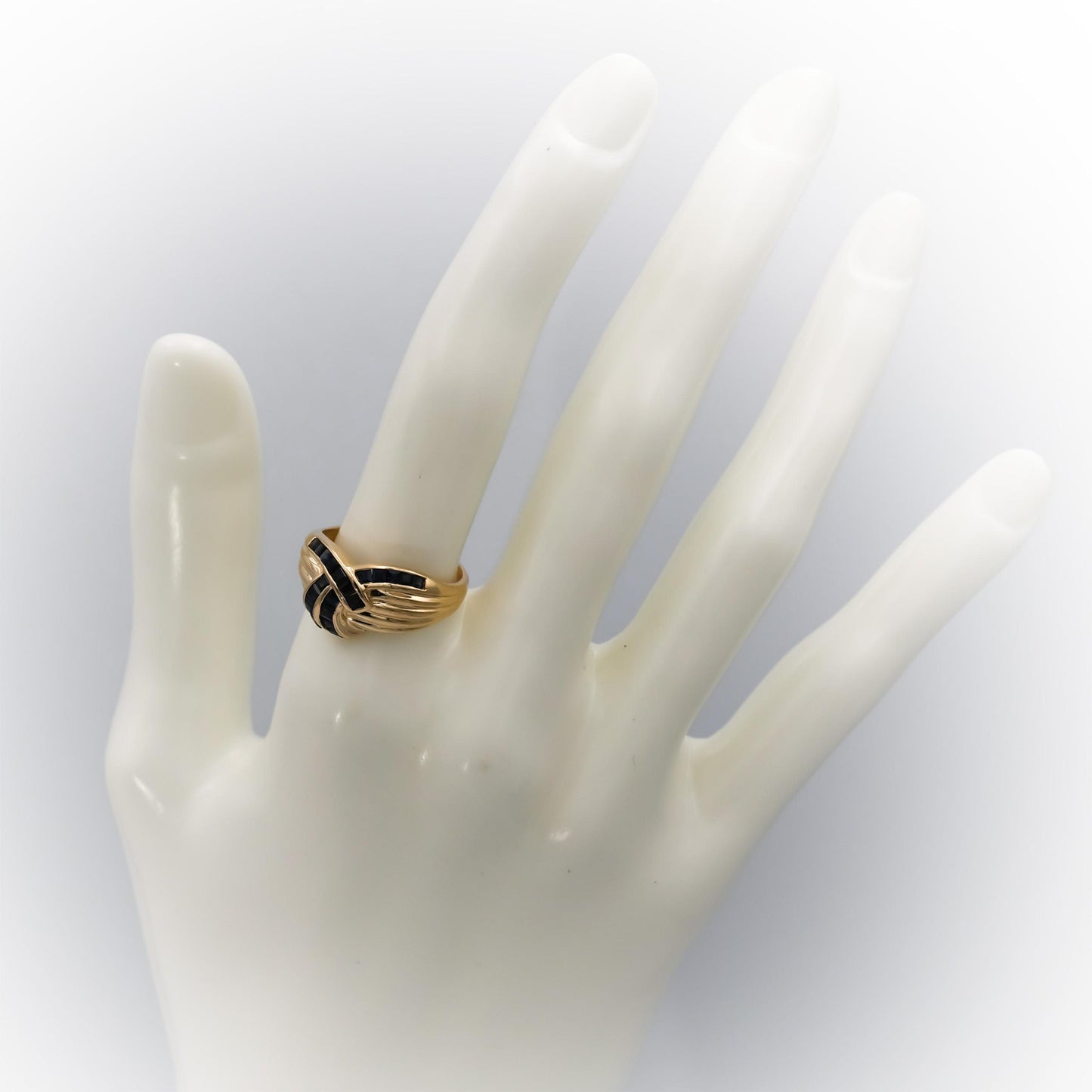 14k Yellow Gold Square Channel Set Sapphire Ring 0.50CT Size 7.5