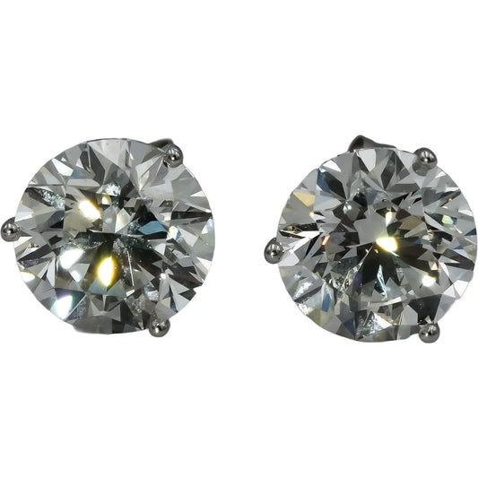 IGI Certified 14k White Gold VS Round Lab-Grown Diamond Stud Earrings 6.12CT