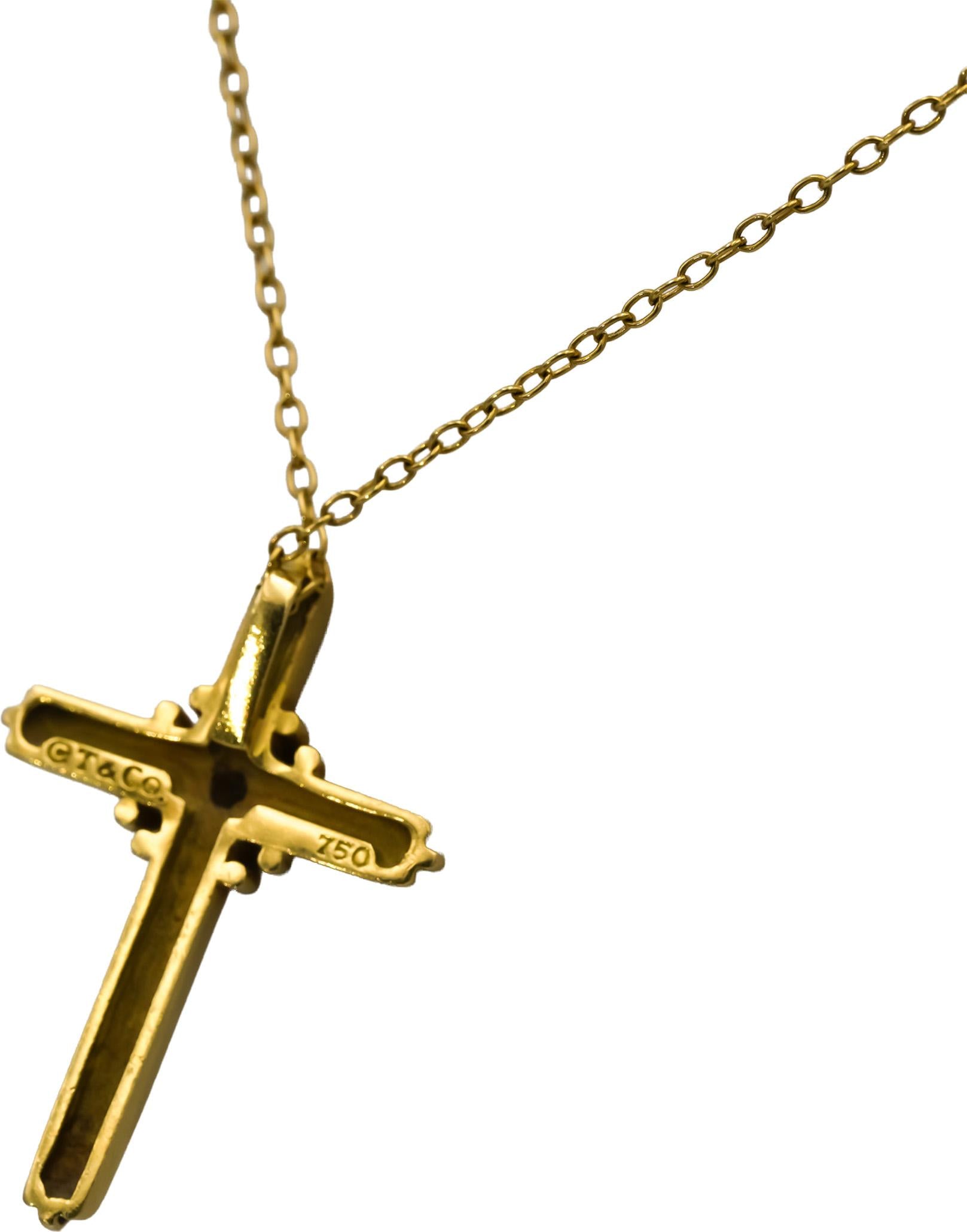 TIFFANY & CO. 18k Yellow Gold Signature X Cross Pendant Necklace w/ Box