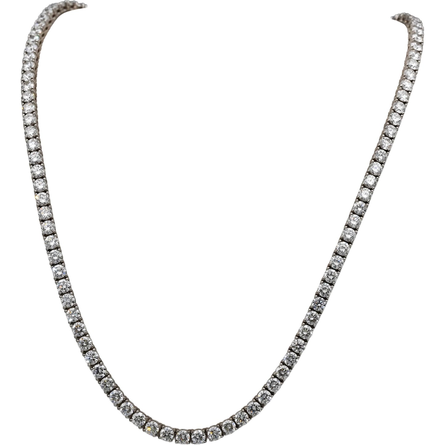 14k White Gold VS Round Lab-Grown Tennis Necklace 45.85CT