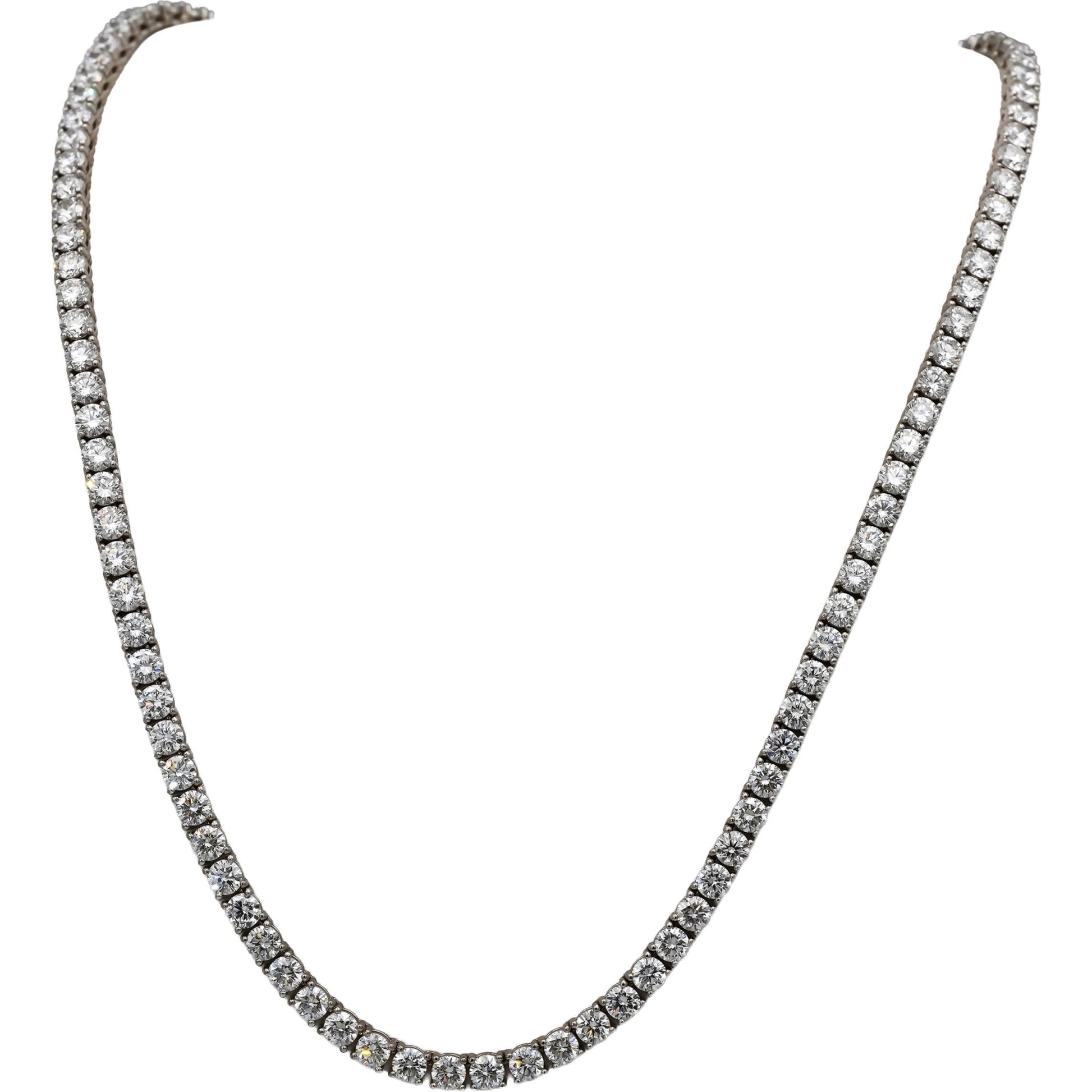 14k White Gold VS Round Lab-Grown Tennis Necklace 45.85CT